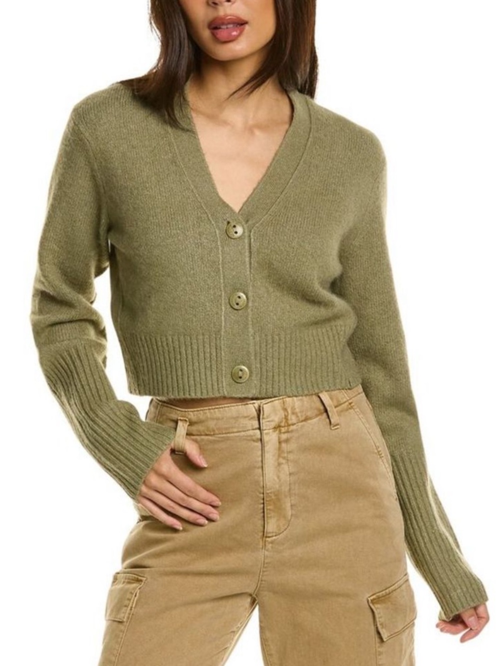 AllSaints Wick Wool Blend Cardigan Sycamore Green Size Medium